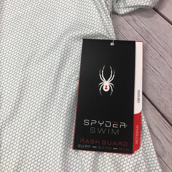 Mens medium- spyder swim rash guard top short sleeve - Picture 3 of 8